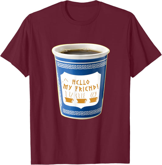 Old School NY New York Hometown Greek Diner Coffee Cup T-Shirt - T-Shirt | Maroon