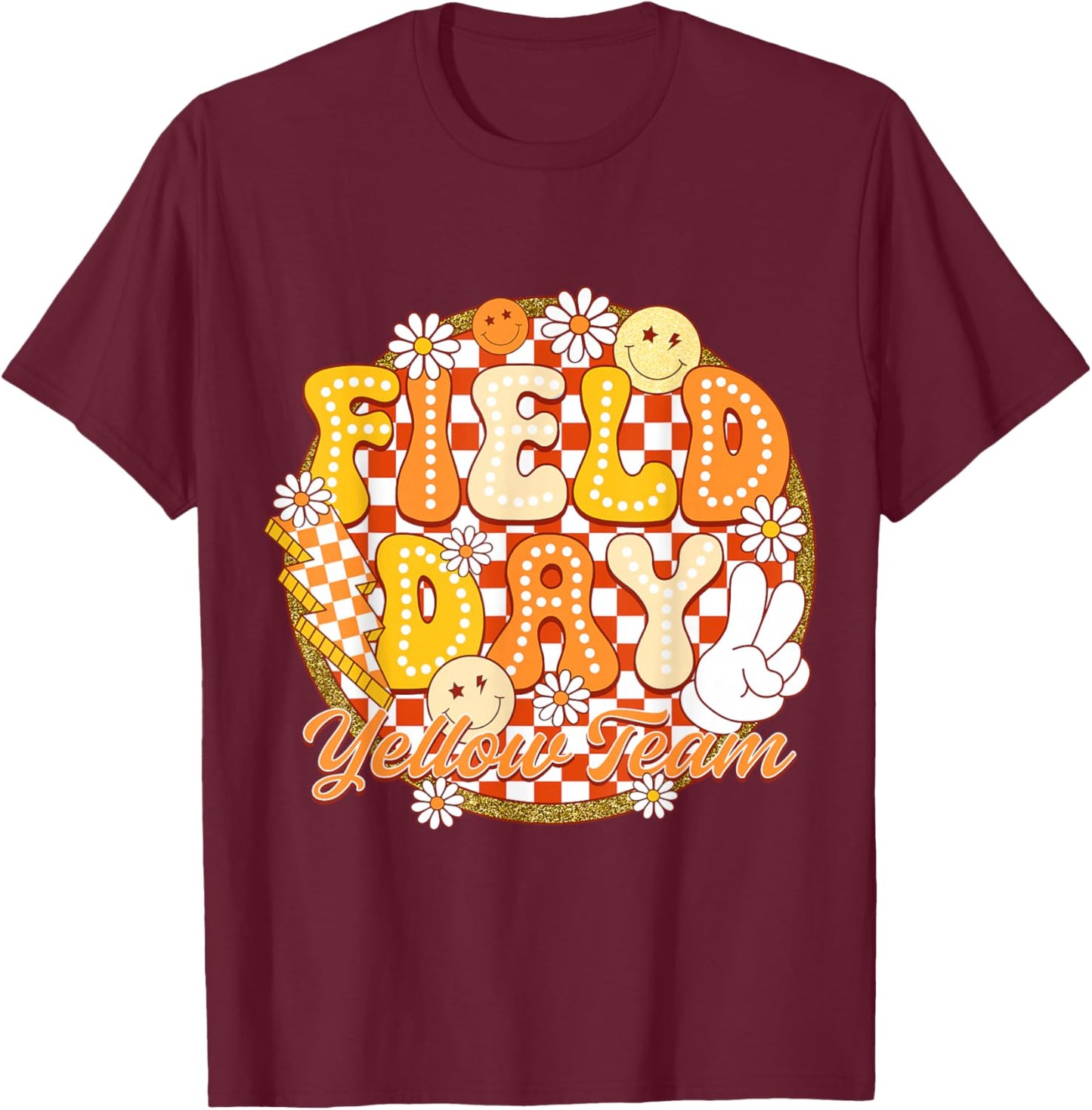 Field Day Yellow Team Color Field Trip Teacher Student T-Shirt - T-Shirt | Maroon