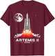 Artemis II Rocket Launch Space Exploration Back to the Moon T-Shirt - T-Shirt | Maroon
