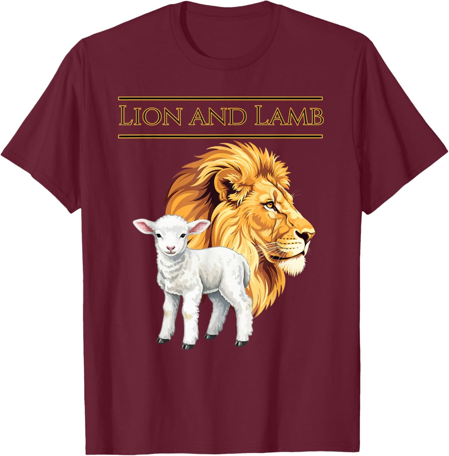 Lion and Lamb - Jesus Christ King of Kings - Christian T-Shirt - T-Shirt | Maroon