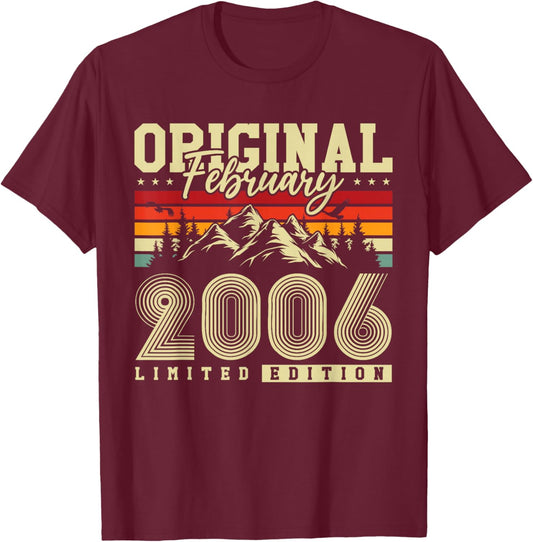 Original February 2006 Birthday Gift 20 Years Vintage T-Shirt - T-Shirt | Maroon