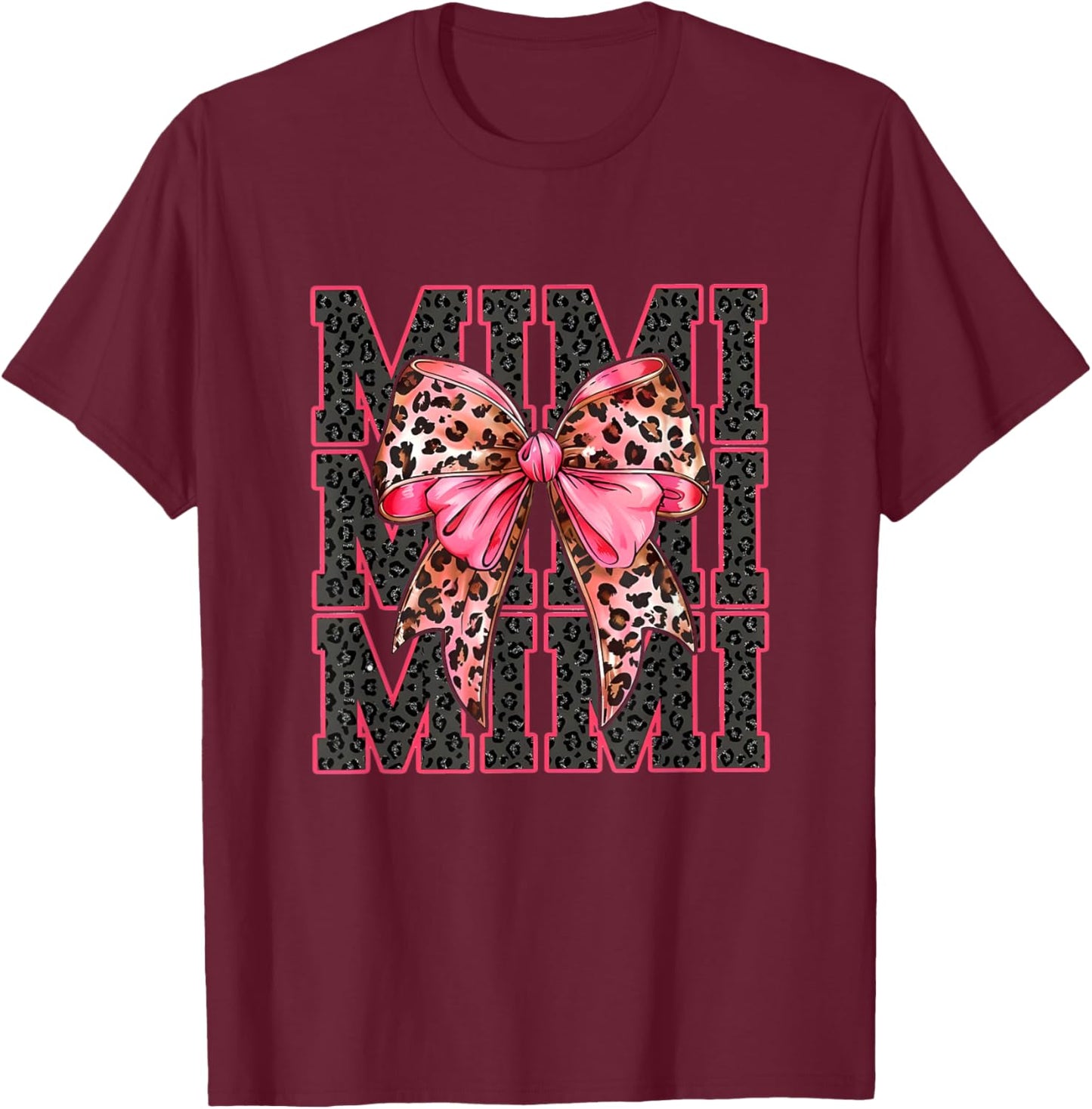 Mimi Coquette Bow Pink Aesthetic Mother's Day T-Shirt - T-Shirt | Maroon
