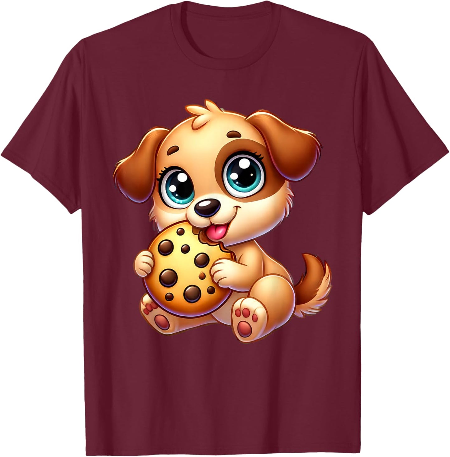 Dog Cookie Lover Love Snacks Puppy Animal Men Women Girls Kids T-Shirt - T-Shirt | Maroon
