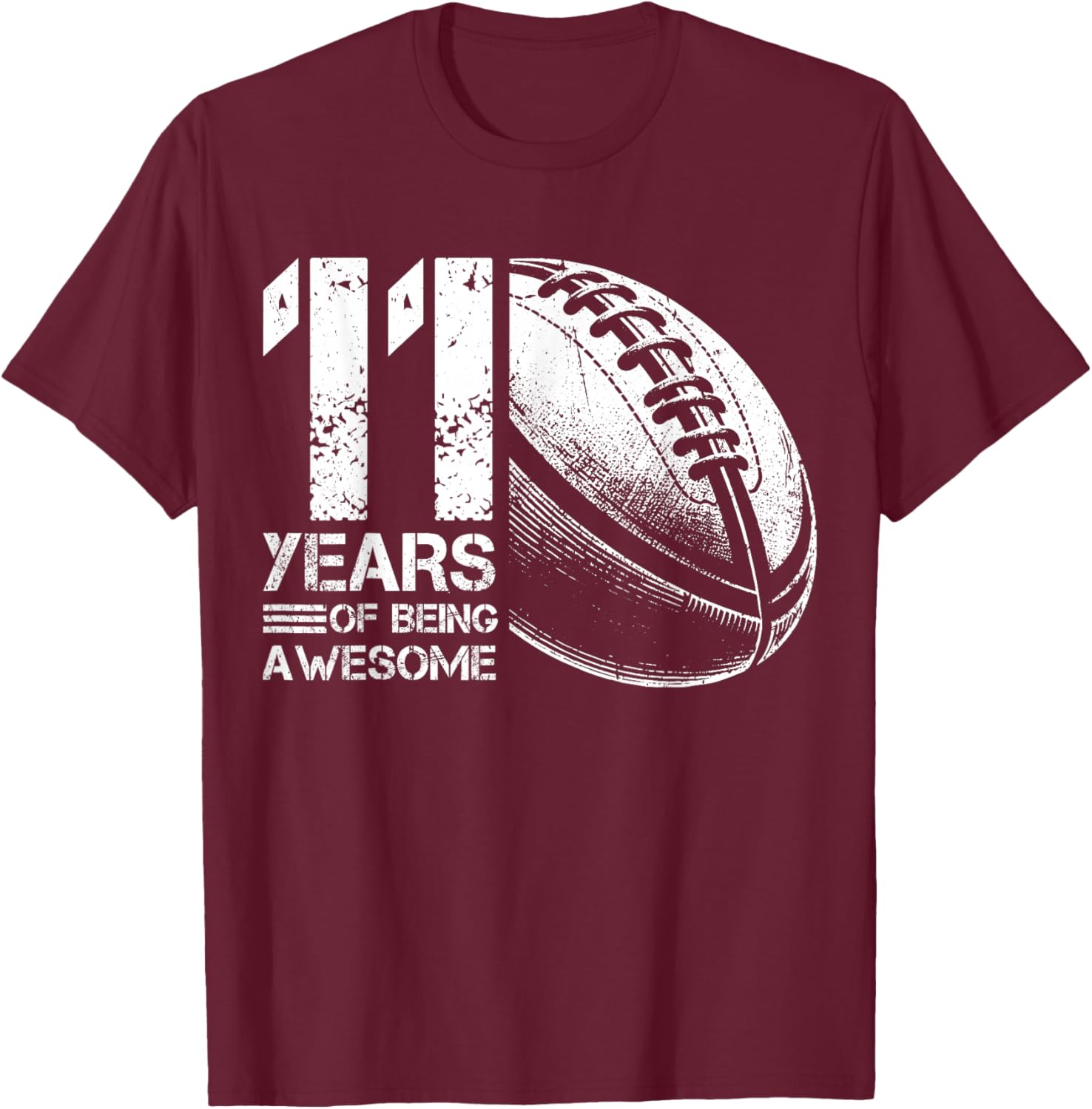 Retro Rugby Player for 11th Birthday Boy Girl 11 Years Old T-Shirt - T-Shirt | Maroon