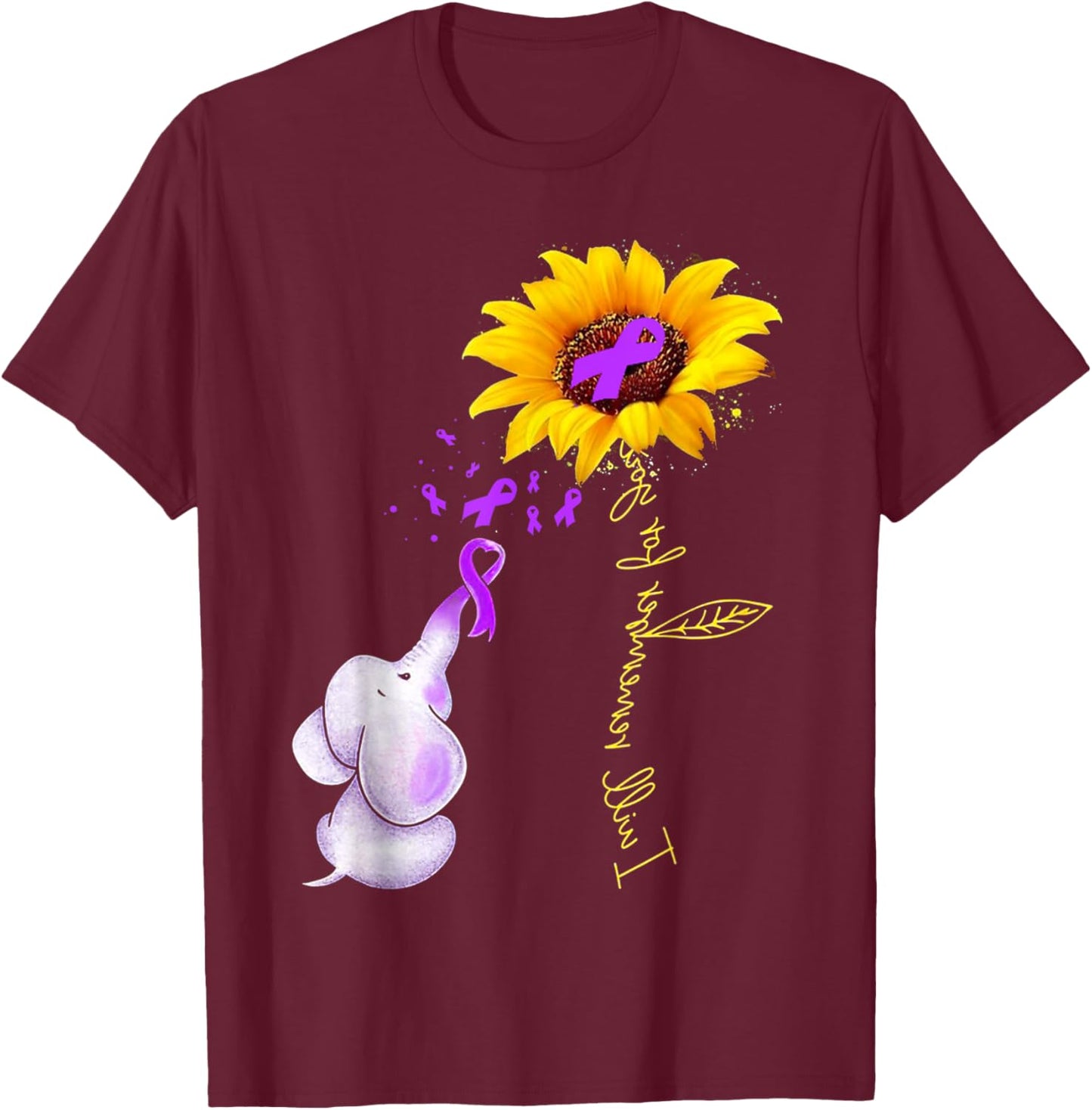 I'll Remember For You Purple Elephant Alzheimer's Awareness T-Shirt - T-Shirt | Maroon