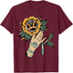Rose x Tattoo Hand T-Shirt - T-Shirt | Maroon
