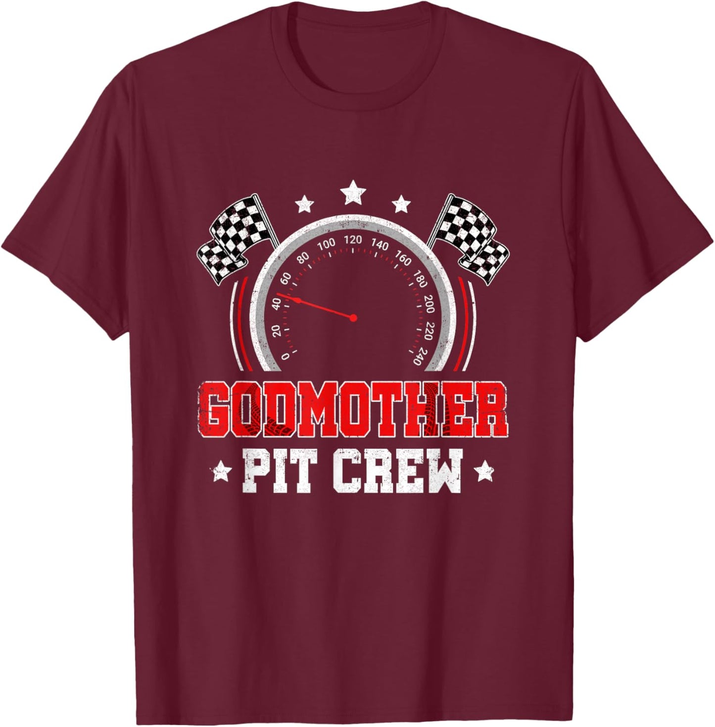 Godmother Pit Crew Race Car Birthday Party Racing Family T-Shirt - T-Shirt | Maroon