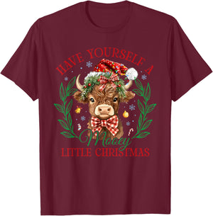 Have Yourself A Mooey Little Christmas Funny Cow Santa Women T-Shirt - T-Shirt | Maroon