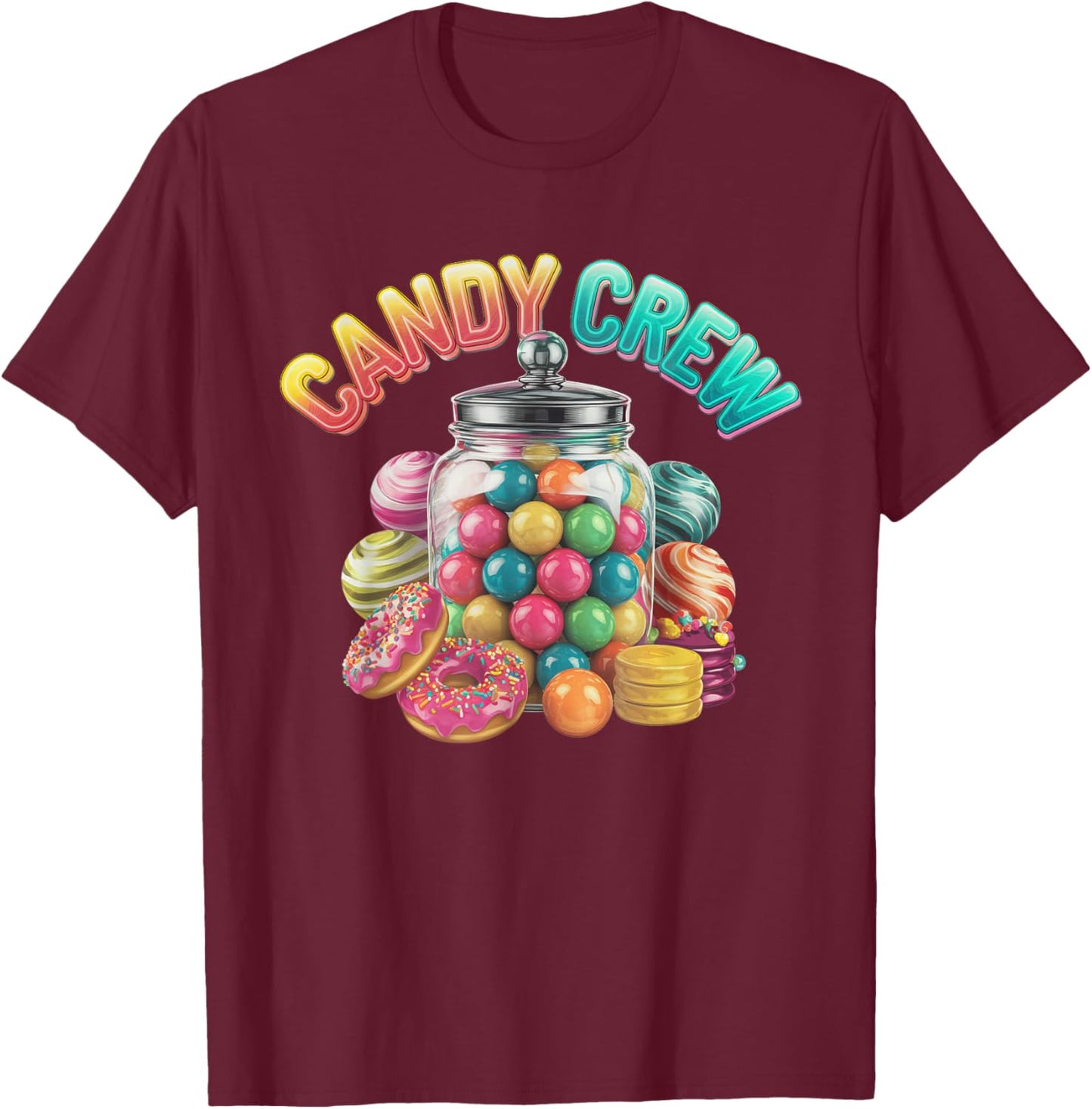 Candy Crew Adult Men Women Kids Christmas Pajamas T-Shirt - T-Shirt | Maroon