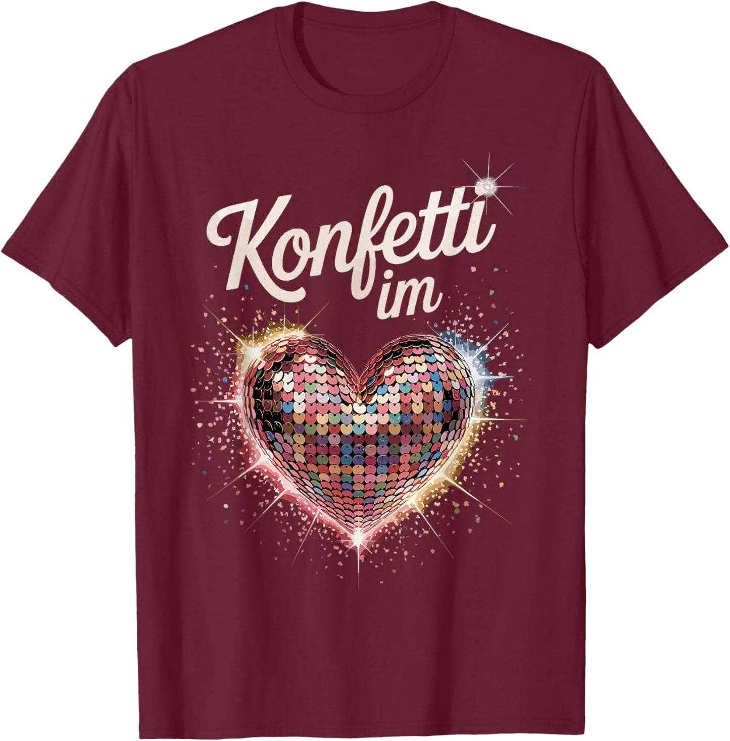 Confetti in the Heart Carnival Costume Women's Fancy Dress Outfit T-Shirt - T-Shirt | Maroon