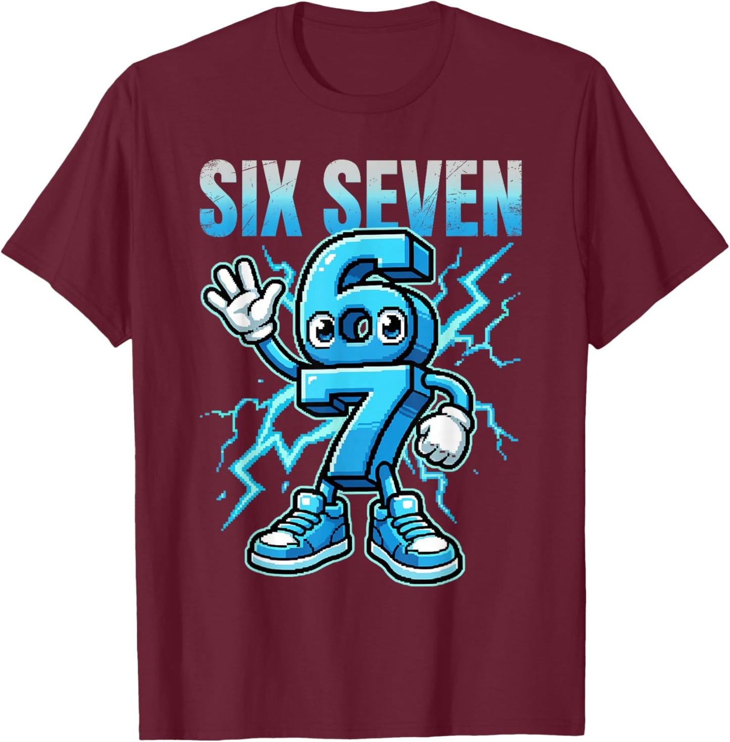 67 Six Seven 6 7 Italian Gen Alpha Brainrot Player Meme T-Shirt - T-Shirt | Maroon