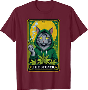 The Stoner Tarot Card Cannabis 420 Gift Cats And Weed T-Shirt - T-Shirt | Maroon