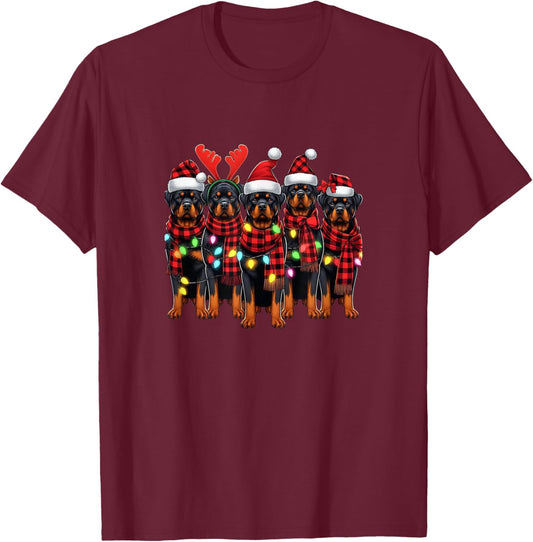 Rottweiler Christmas Rottweilers Xmas Rottweiler Lover T-Shirt - T-Shirt | Maroon