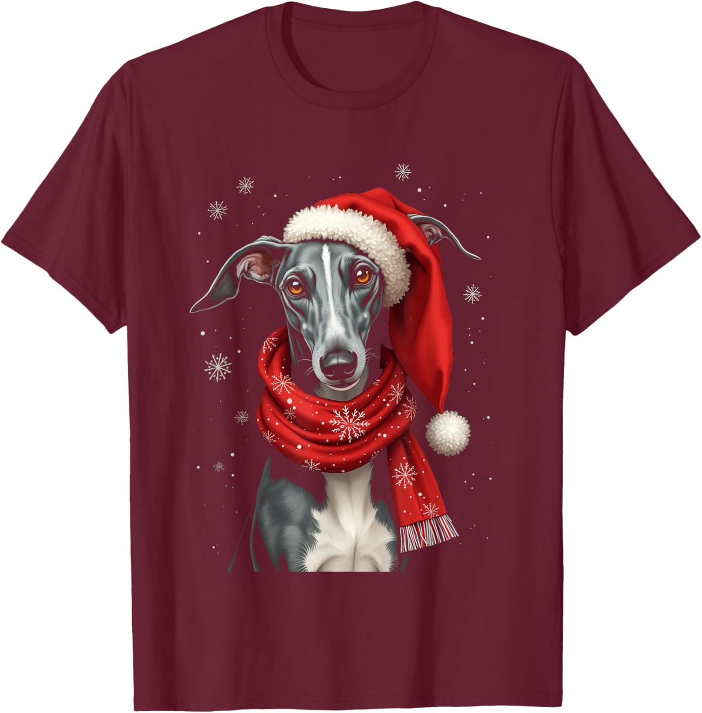 Greyhound Christmas T-Shirt - T-Shirt | Maroon