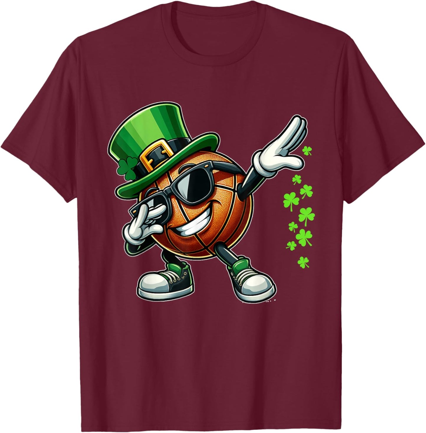 Dabbing Shamrock Basketball Funny St Patrick's Day Kids T-Shirt - T-Shirt | Maroon