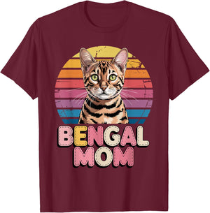 Retro Bengal Mom T-Shirt - T-Shirt | Maroon