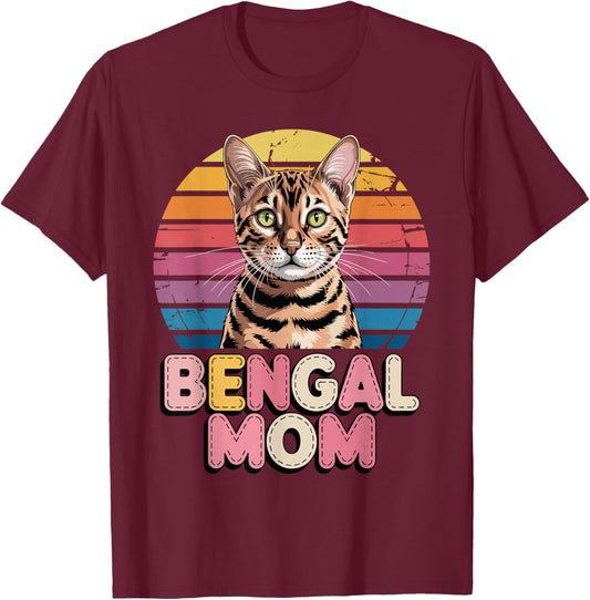 Retro Bengal Mom T-Shirt - T-Shirt | Maroon
