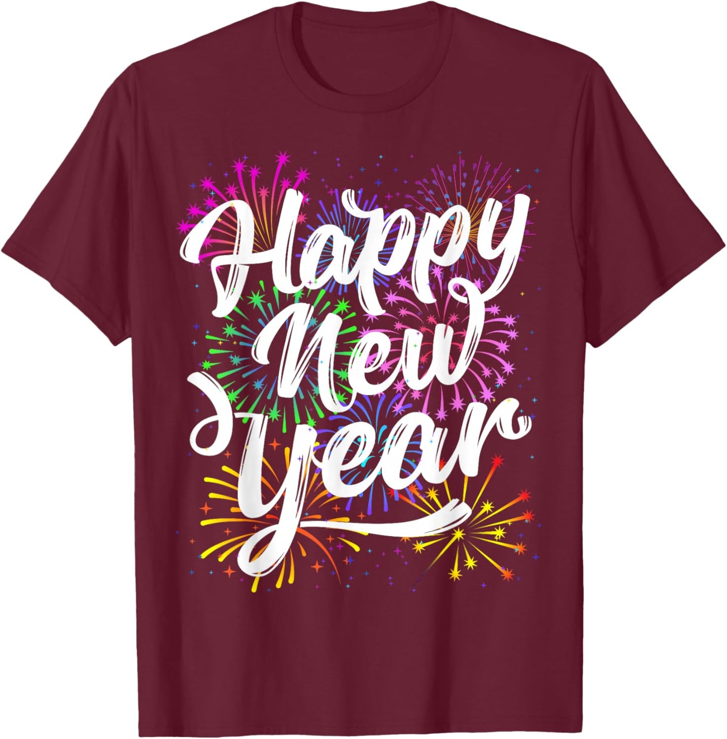 Happy New Year Party Supplies 2026 Family Matching Fireworks T-Shirt - T-Shirt | Maroon