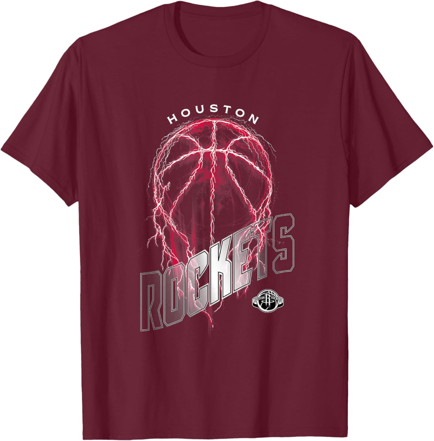 NBA Houston Rockets Lightning Bolt Basketball Logo T-Shirt - T-Shirt | Maroon