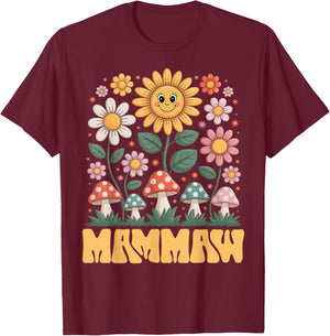 Mammaw Mother’s Day Floral Sunflower Mushroom Style T-Shirt - T-Shirt | Maroon
