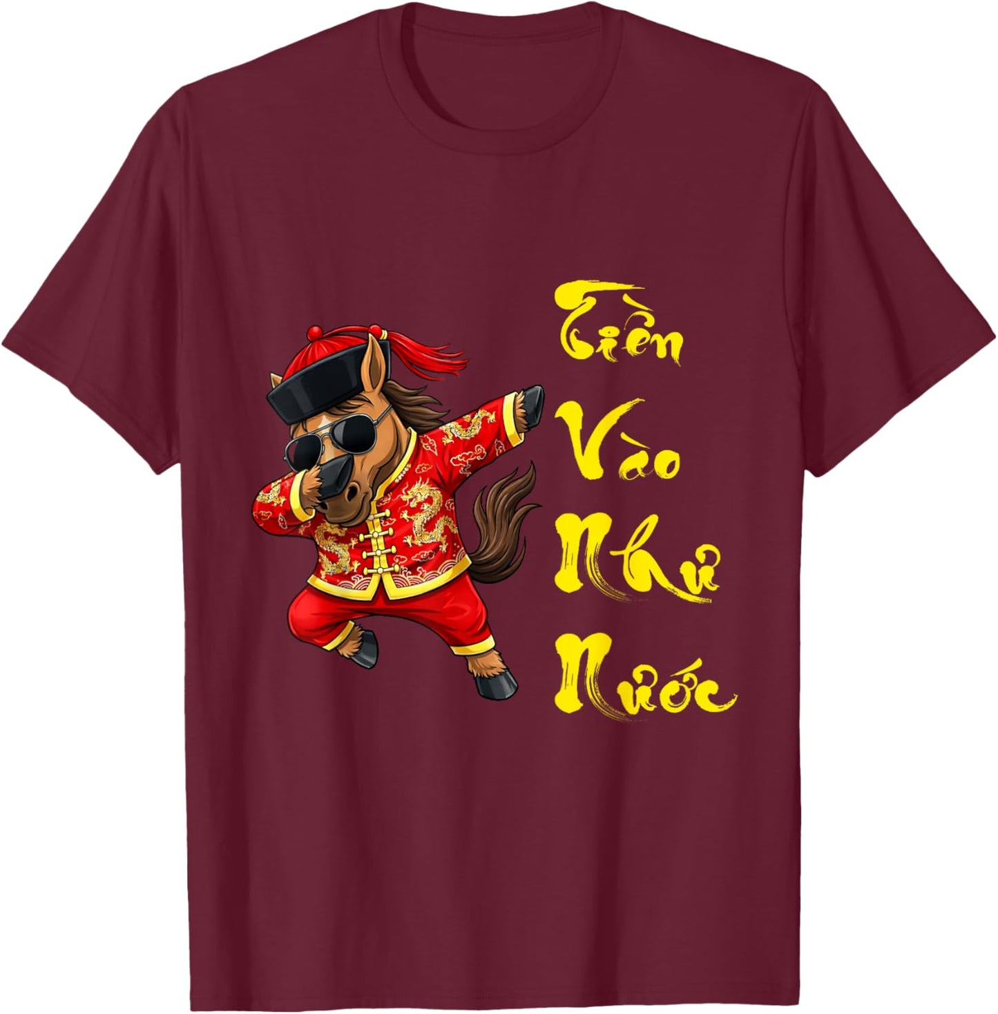 Tet Decoration 2026 New Year Lunar Vietnamese Year Horse T-Shirt - T-Shirt | Maroon