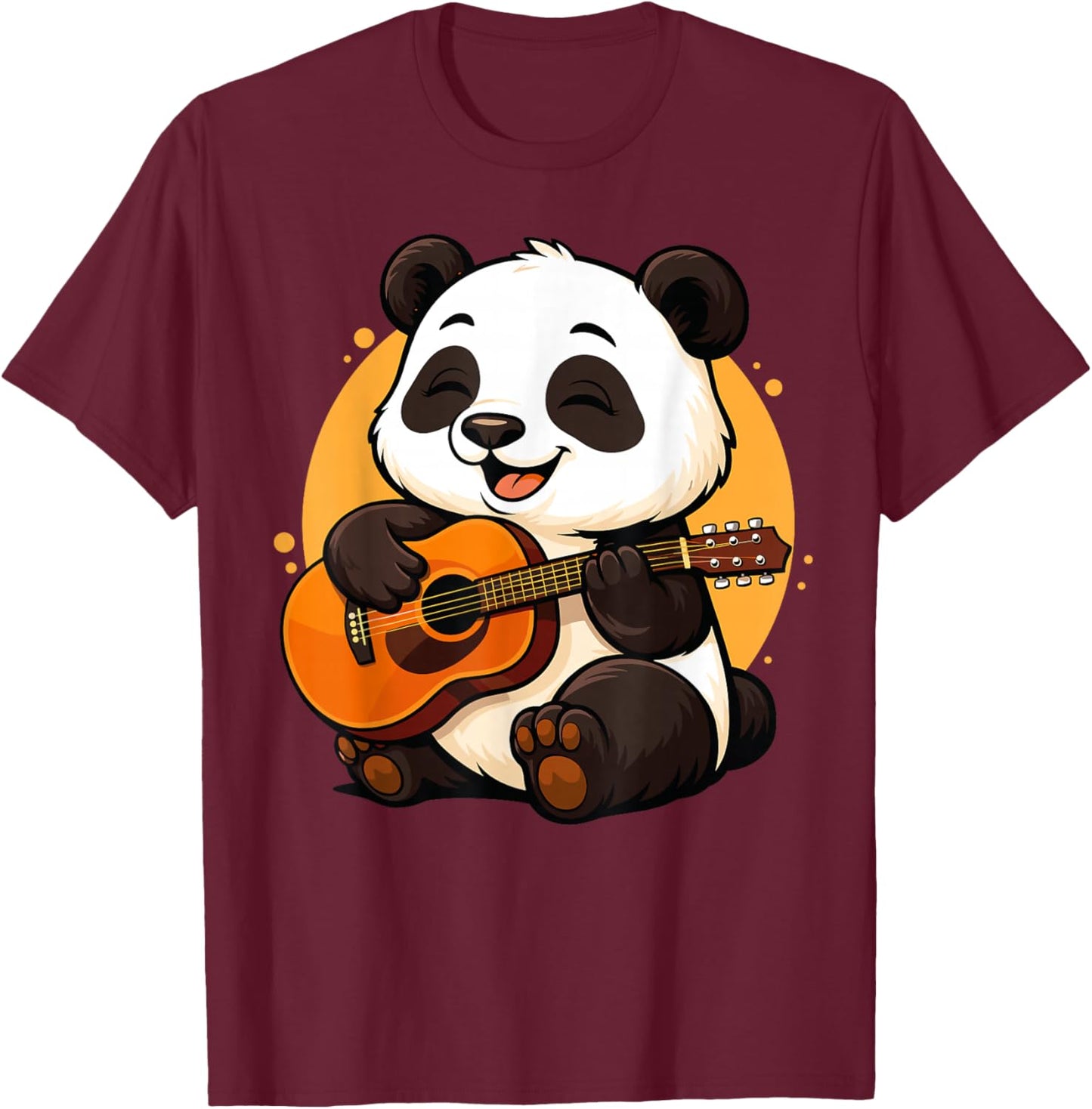 Panda Playing Guitar Graphic Panda Boys Girls Guitar Lover T-Shirt - T-Shirt | Maroon