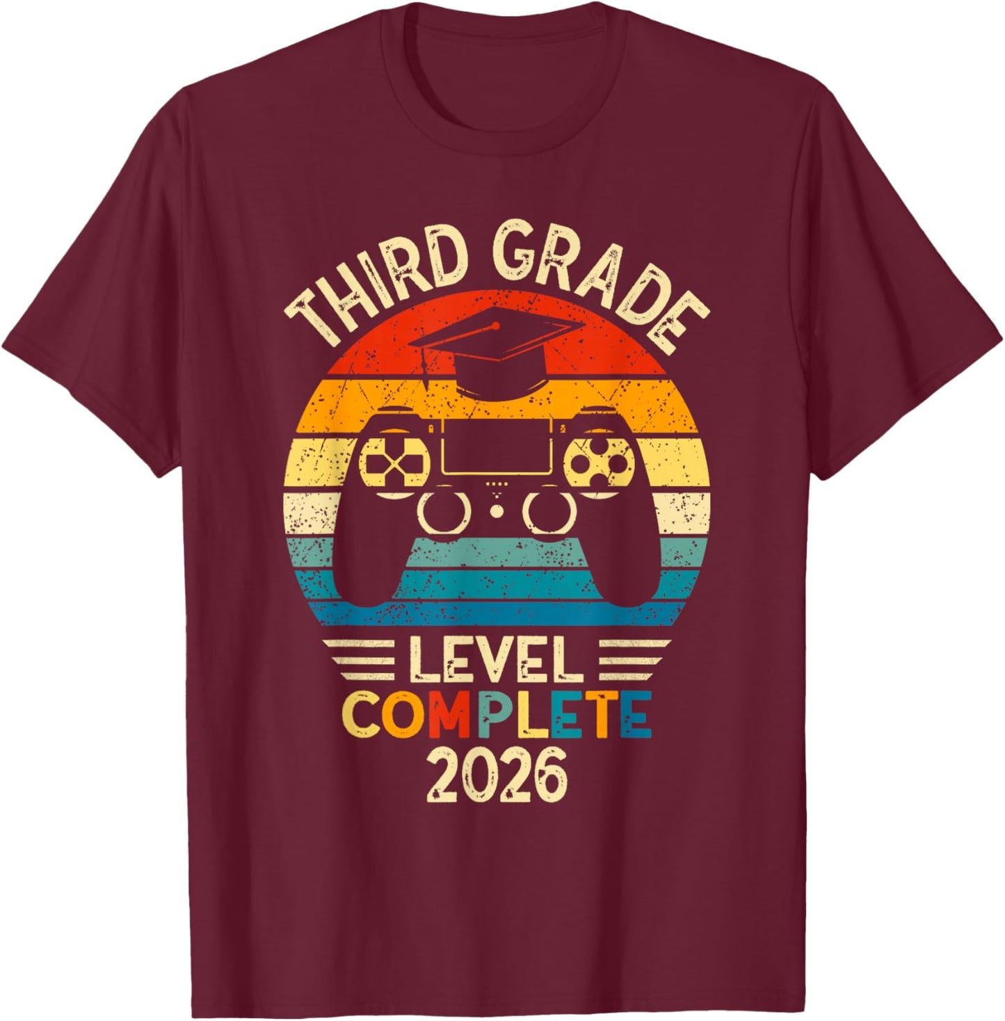 3rd Grade Graduation 2026 Level Complete Gamer T-Shirt - T-Shirt | Maroon