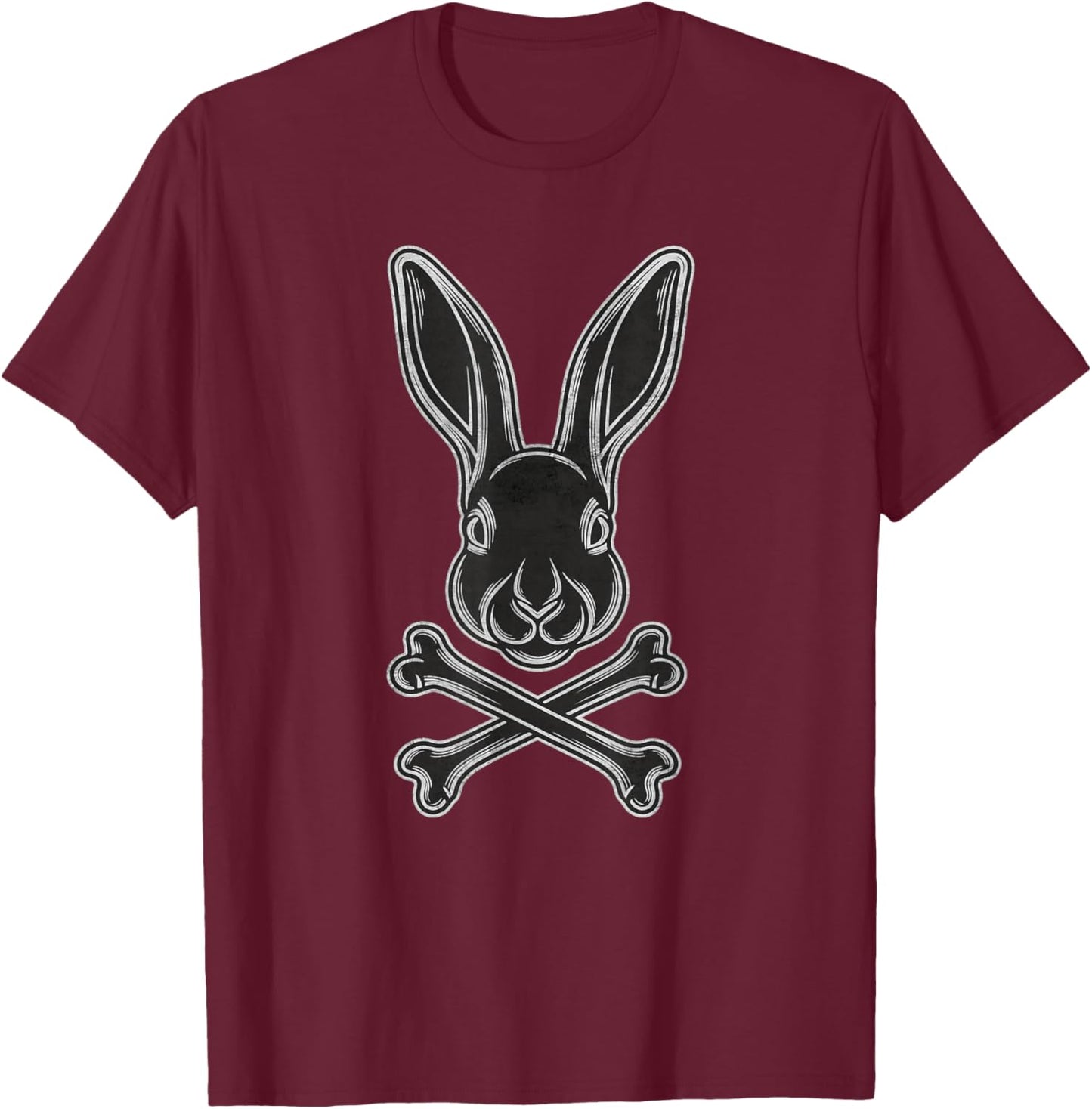 Gothic Easter Bunny Egg with Flag Jolly Roger T-Shirt - T-Shirt | Maroon