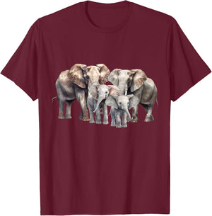 Elephant Family Elephant Women Kids Boys Girls T-Shirt - T-Shirt | Maroon