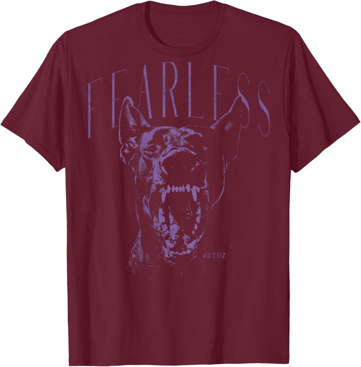 Backprint Streetwear Mode Fashion Damen Herren Hund Doberman T-Shirt - T-Shirt | Maroon