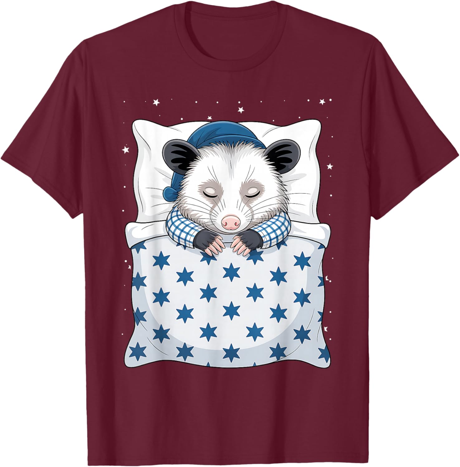 Funny Sleepy Possum Pajama Women Men Kids Boys and Girls T-Shirt - T-Shirt | Maroon
