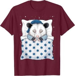 Funny Sleepy Possum Pajama Women Men Kids Boys and Girls T-Shirt - T-Shirt | Maroon