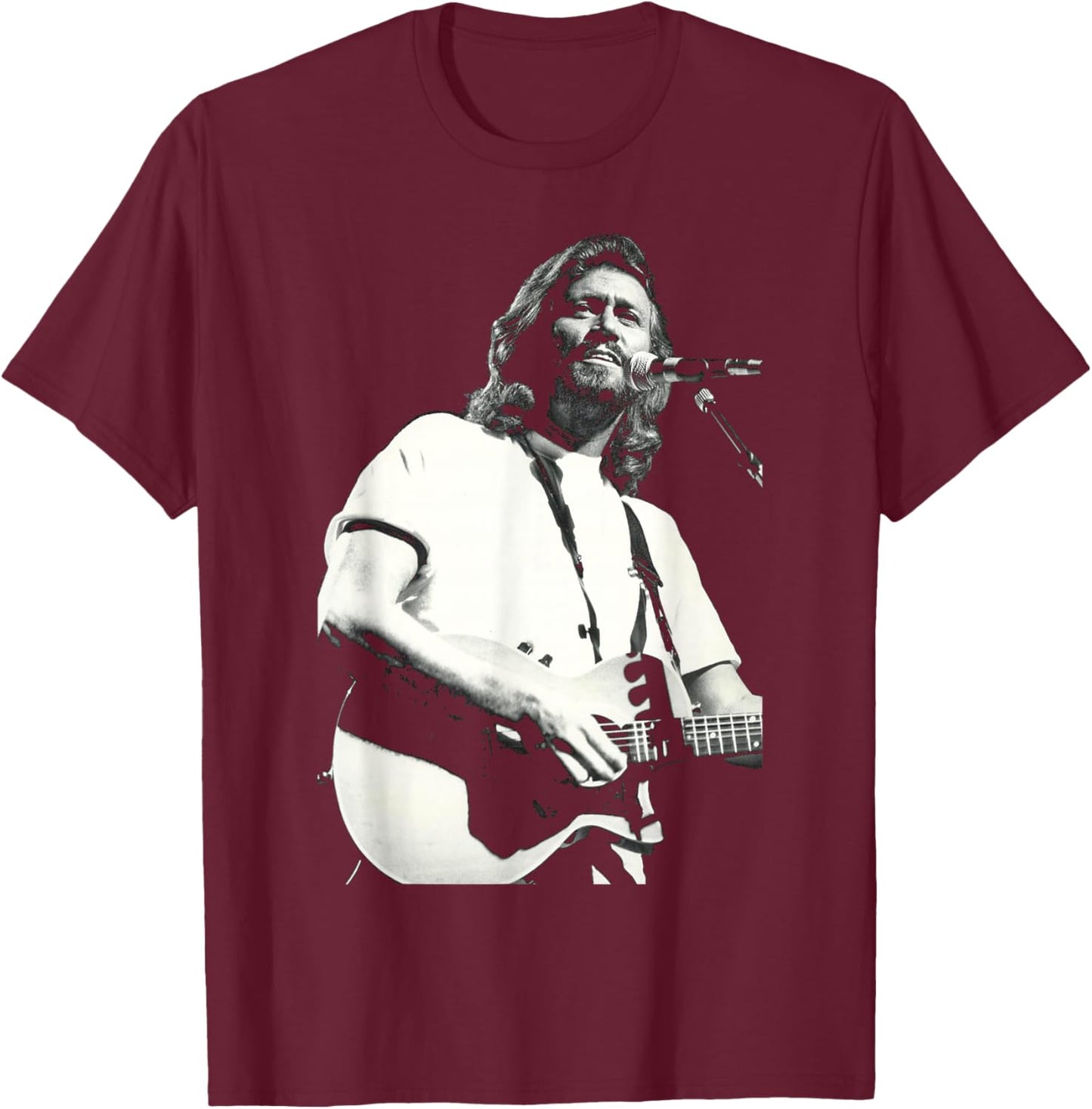Barry Gibb Bee Gees One for All World Tour 1989 T-Shirt - T-Shirt | Maroon