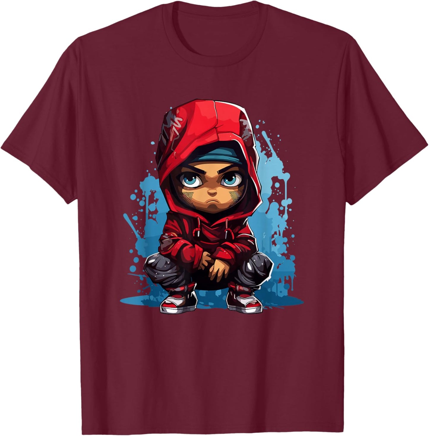 Cool Boy Urban Graffiti Street Art Style T-Shirt - T-Shirt | Maroon
