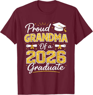 Proud Grandma of A 2026 Graduate High School Graduation H.S T-Shirt - T-Shirt | Maroon