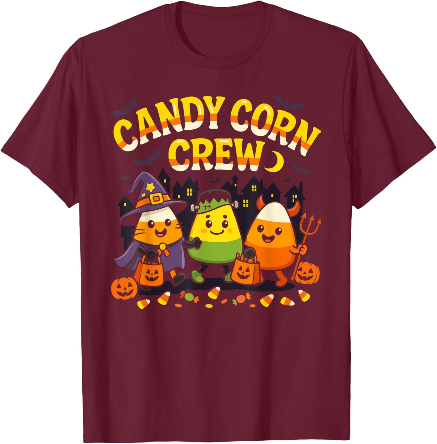 Cute Candy Corn Crew Halloween Matching Family T-Shirt - T-Shirt | Maroon