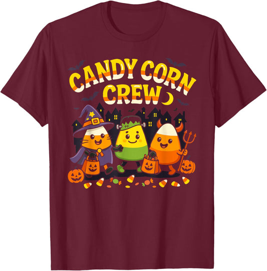 Cute Candy Corn Crew Halloween Matching Family T-Shirt - T-Shirt | Maroon
