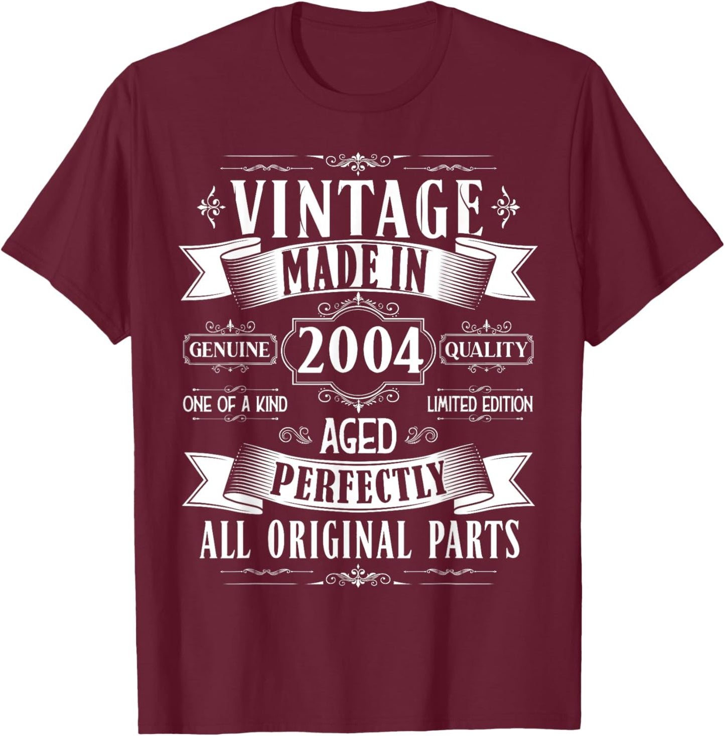 Vintage 21st birthday men Born 2004 21 years old Bday T-Shirt - T-Shirt | Maroon