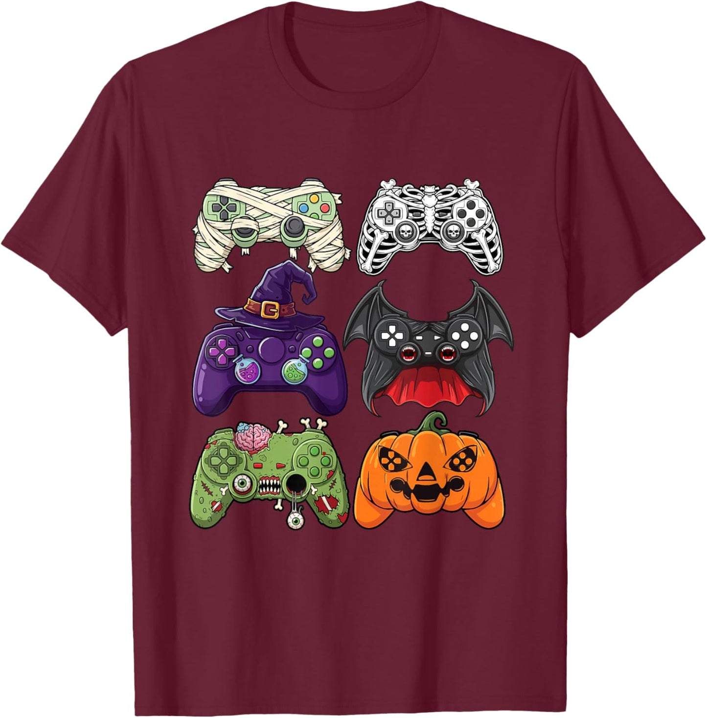 Halloween Gaming Controllers - Spooky Gamer Video Game Lover T-Shirt - T-Shirt | Maroon