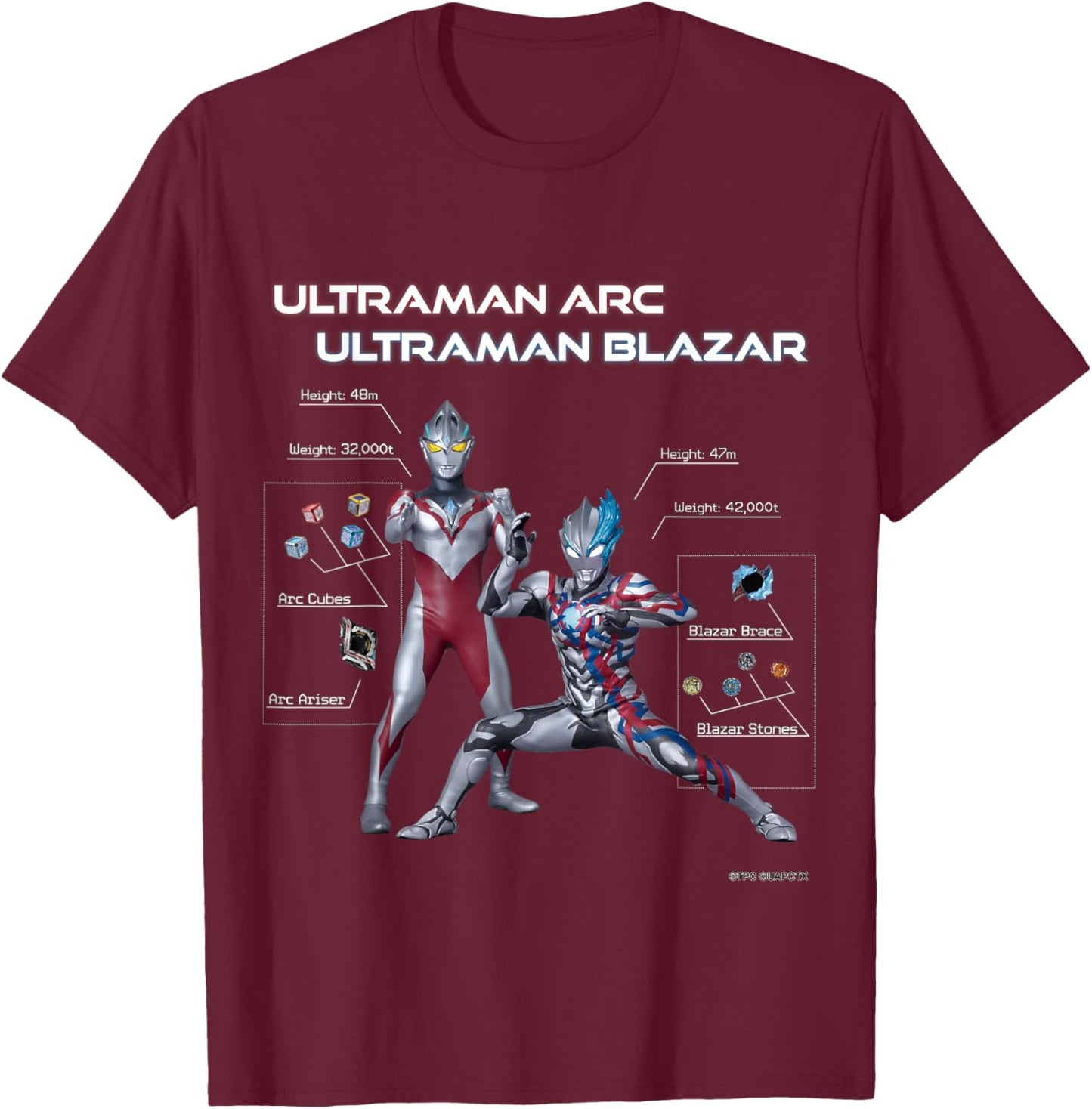 Ultraman Arc - Ultraman Arc & Ultraman Blazar B T-Shirt - T-Shirt | Maroon