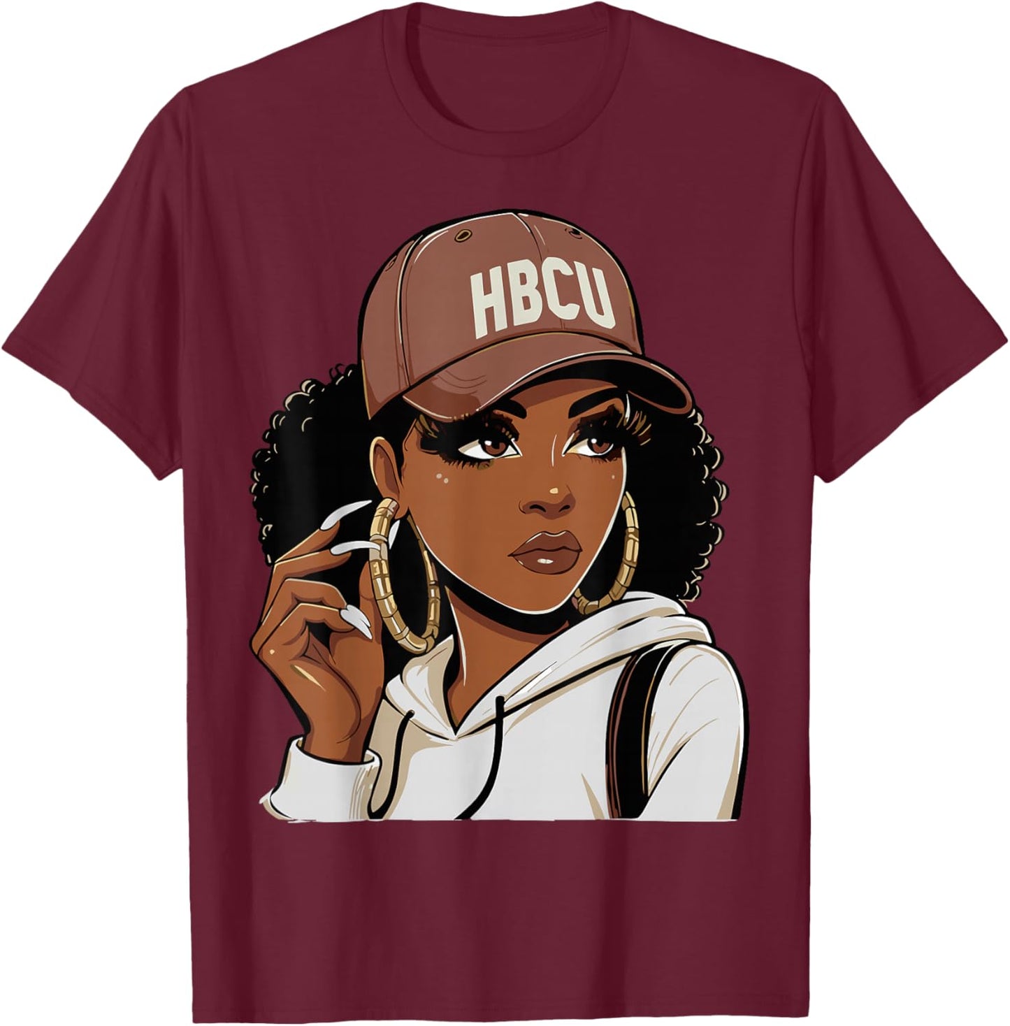 HBCU Girl Black College Afro T-Shirt - T-Shirt | Maroon