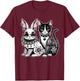 Gothic Punk Cat & Bunny with Tattoos & Piercings T-Shirt - T-Shirt | Maroon
