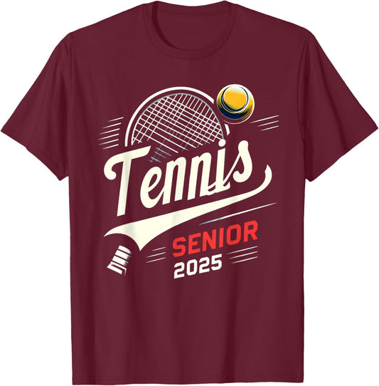 Tennis Senior 2025 Graduation Class of 2025 Graduate Pride T-Shirt - T-Shirt | Maroon