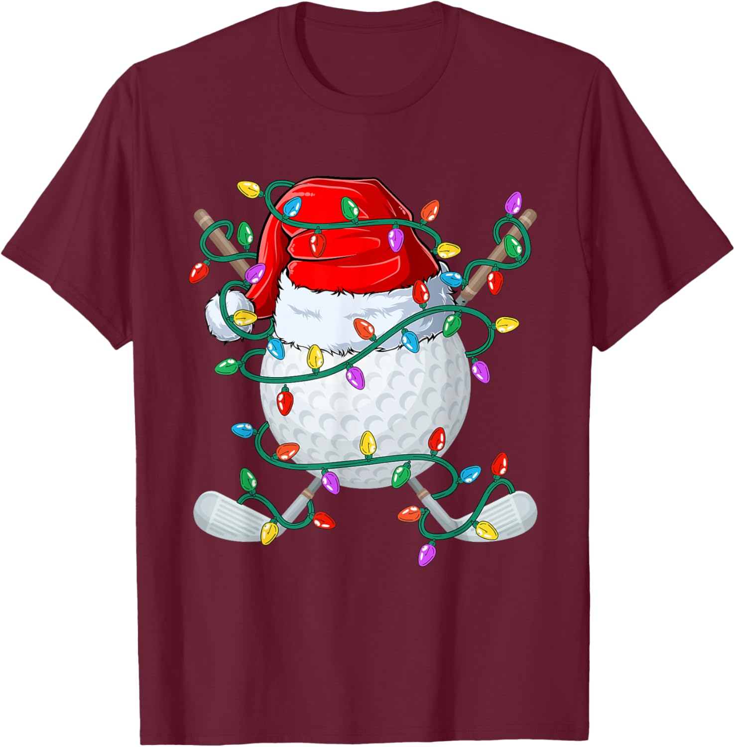 Christmas Golf Xmas Santa Sports Hat Golfer Golfing Funny T-Shirt - T-Shirt | Maroon
