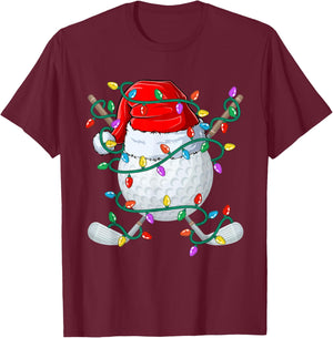 Christmas Golf Xmas Santa Sports Hat Golfer Golfing Funny T-Shirt - T-Shirt | Maroon