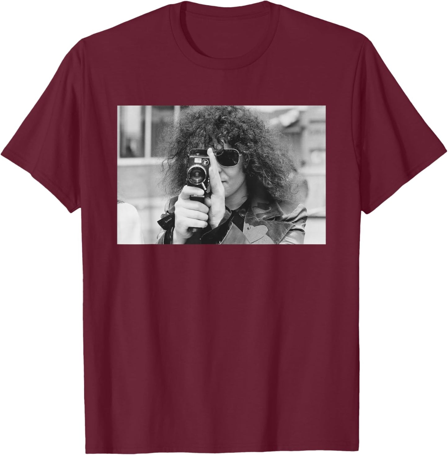 Marc Bolan of Rock Band T Rex with Camera 1972 T-Shirt - T-Shirt | Maroon