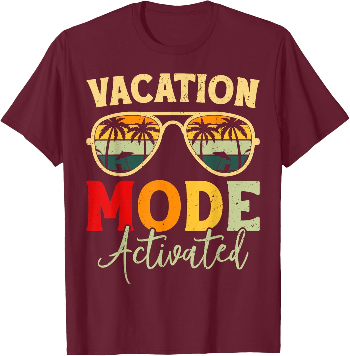 Funny Cruise Vacation Vacay Mode Activated Men Sun T-Shirt - T-Shirt | Maroon