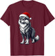 Wolf Santa Hat Boys Girls Kids Wolf Lovers Christmas Pajama T-Shirt - T-Shirt | Maroon