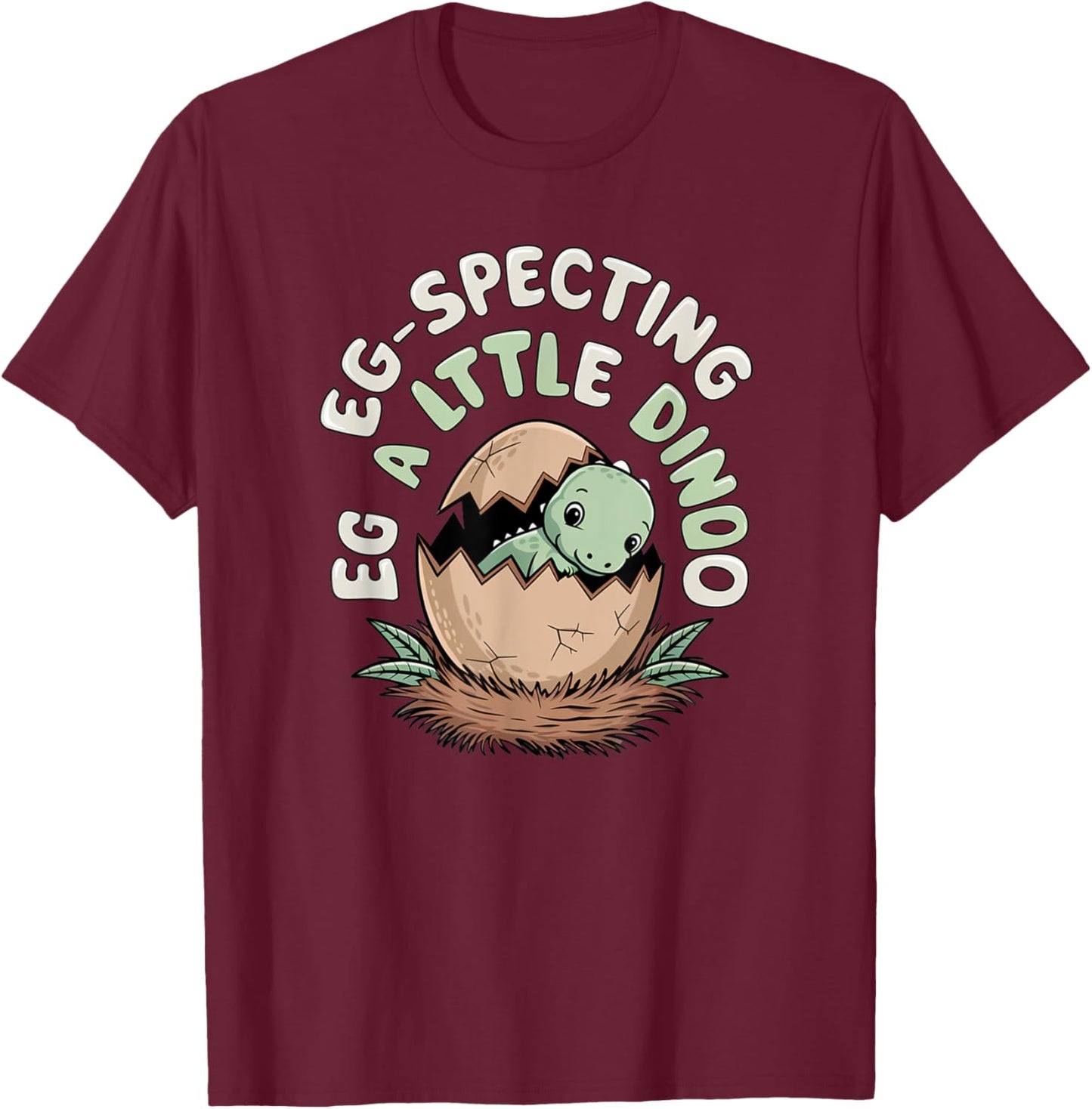 Eg-Specting Dinosaurs Pregnancy Baby Announcement T-Shirt - T-Shirt | Maroon