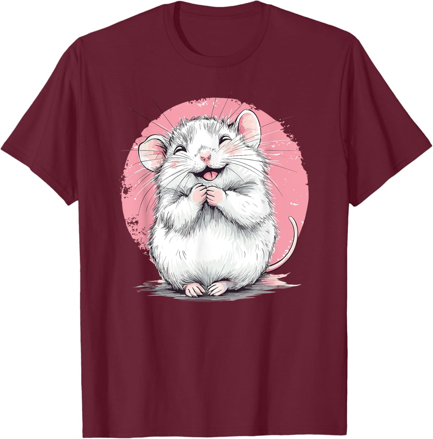 Adorable Mouse With Happy Face T-Shirt - T-Shirt | Maroon